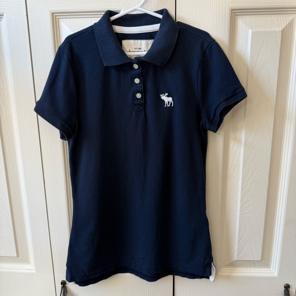 Abercrombie Kids Navy Blue Polo Short Sleeve Top Girls size Large